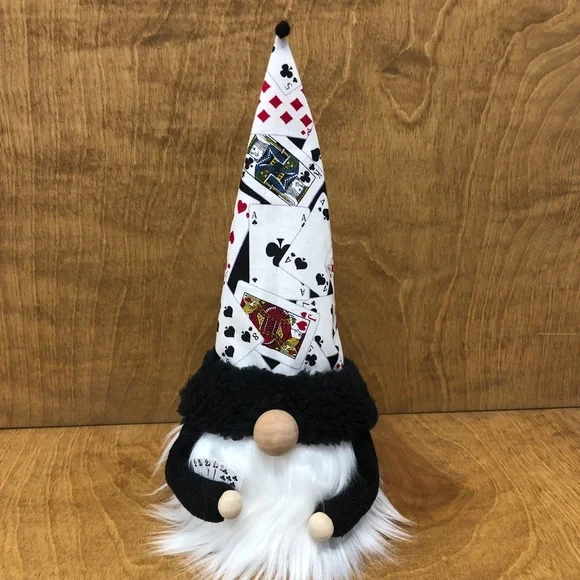 Royal Flush Gnome Poker Cards Gambler Diamonds Clubs Red Black White Sunglasses - Picture 3 of 9